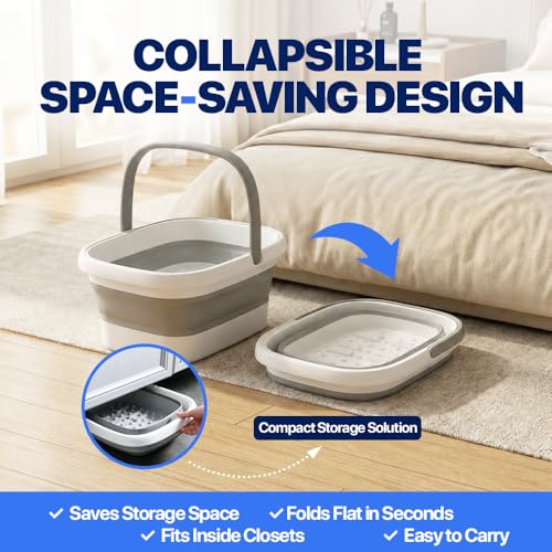 Collapsible Foot Soaking Tub Foldable Foot Bath Soak Tub Basin for Home Spa - color: White