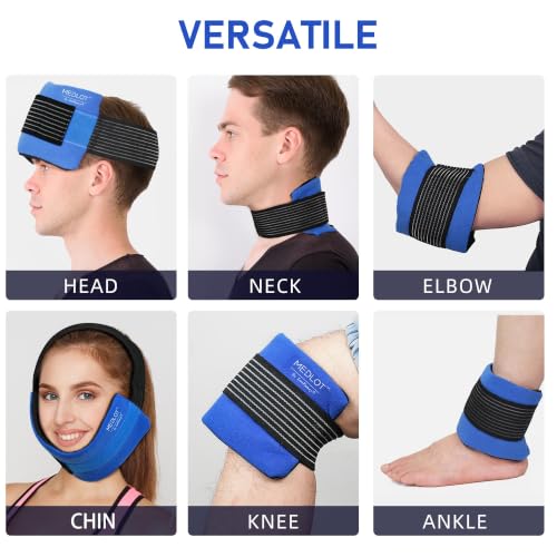 LotFancy Ice Packs for Injuries Reusable, 2 Gel Packs Wrap for Knee Head Neck Ankle Wrist Elbow Foot Legs Back Joint Pain Relief, Hot Cold Therapy for Surgery Recovery, First Aid - style: 11x5in(2 Packs with Wrap)