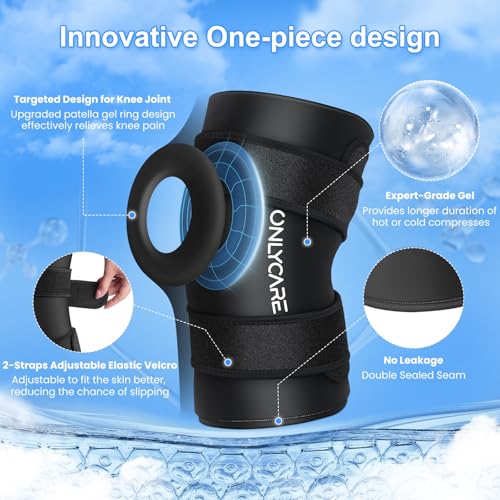 Knee Ice Pack, ONLYCARE Soothing Knee Compression Sleeve for Injuries, Upgraded Gel Cold Wrap, Hot & Cold Therapy, Reusable for Meniscus, Arthritis, ACL, MCL Pain Relief, Injury Recovery (S) - size: S, style: Knee