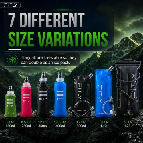 FITLY Soft Flask Running Water Bottle - Collapsible Hydration Flask - color: Forest Green, size: 10 Ounces