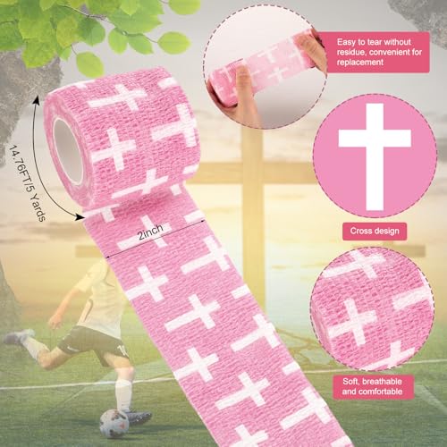 Geiserailie 12 Pack Christian Athletic Tapes 2 Inch x 5 Yards, Pink - color: Pink