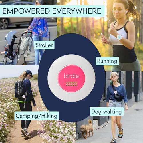 She's Birdie - The Original Personal Safety Alarm Disc for Bikes, Hikes, and Late Nights - Loud Siren, LED Light for Extra Visibility, Rechargeable, Handsfree, Lightweight, Water Resistant (Hot Pink) - color: Hot Pink