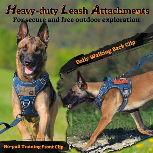 rabbitgoo Tactical Dog Harness Medium Sized, No Pull Service Pet Vest - color: Blue, size: M(chest:20.1"-33.9",neck:17.7"-22.3",back:7.5")