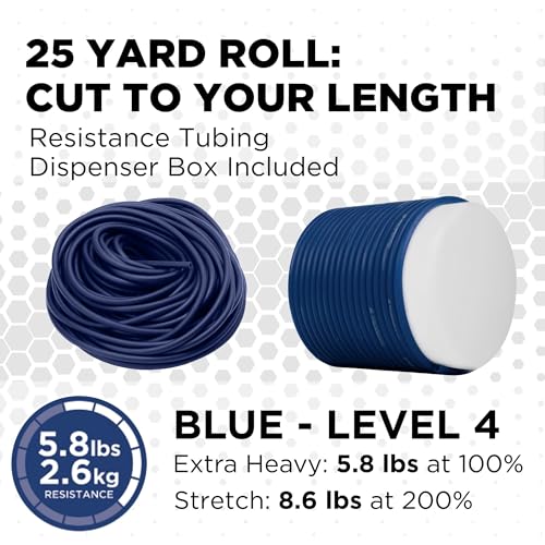 THERABAND Resistance Tubing, Exercise Band, Physical Therapy, 25', Blue - color: Level 4 / Extra Heavy - Blue, size: 25 Foot