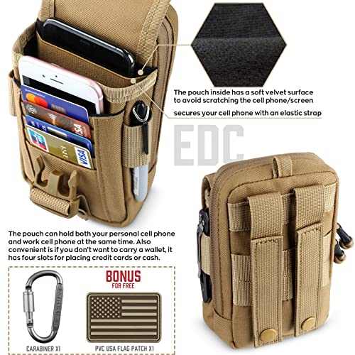 WYNEX Tactical Phone Pouch Molle, EDC Phone Holster, Small Admim Pouch - color: Khaki