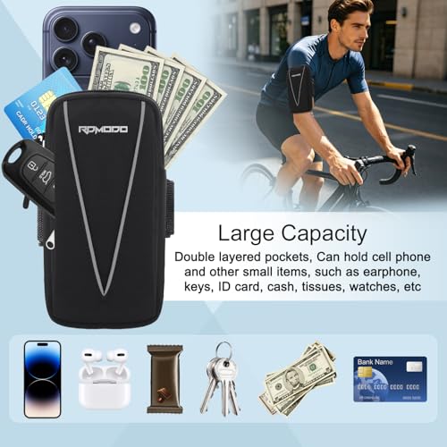 Phone Holder for Running Women Men, Large Capacity Armband 7.5” Blk - color: 01 - Black