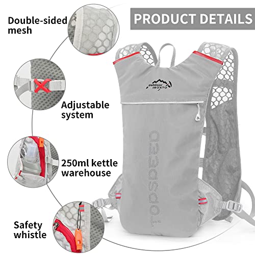 INOXTO Running Hydration Vest Backpack,Lightweight Insulated Pack with 1.5L Water Bladder Bag Daypack for Trail Hiking Running Cycling Race Marathon for Women Men - color: Gray