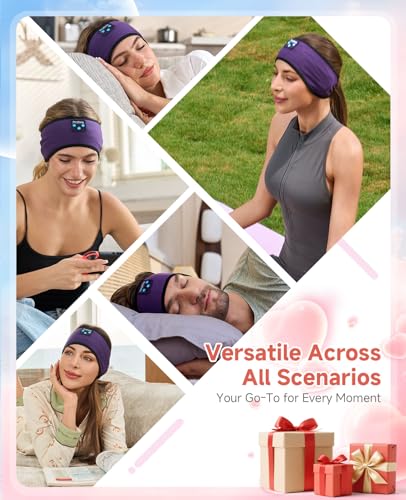 Perytong Sleep Headphones Bluetooth Headband Earphones, Wireless Sleeping Headphones Headband for Sleeping, Sports, Gifts, Workout, Jogging, Yoga, Insomnia, Air Travel, Meditation - color: HB GrapePurple