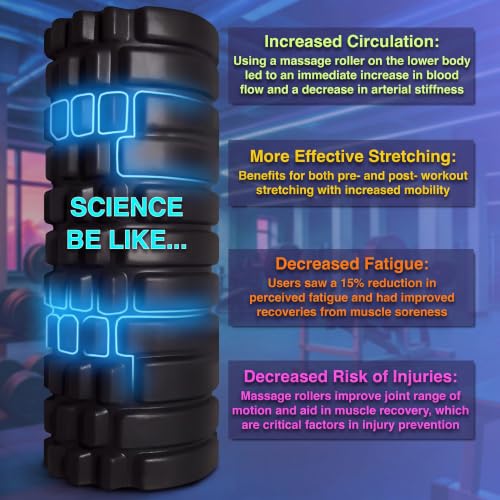 321 STRONG Patented 3-Zone Massage Roller, Medium Density for Exercise - color: Black