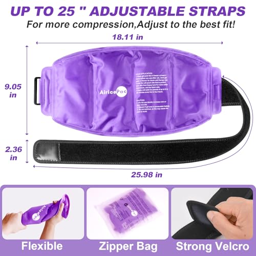 AiricePac Large Ice Pack for Injuries Reusable Gel for Lower Back, Cold Packs Wrap for Shoulder, Knee, Elbow, Hip, Leg, Soft Cold Compress,16 × 9",Purple - style: PURPLE-1