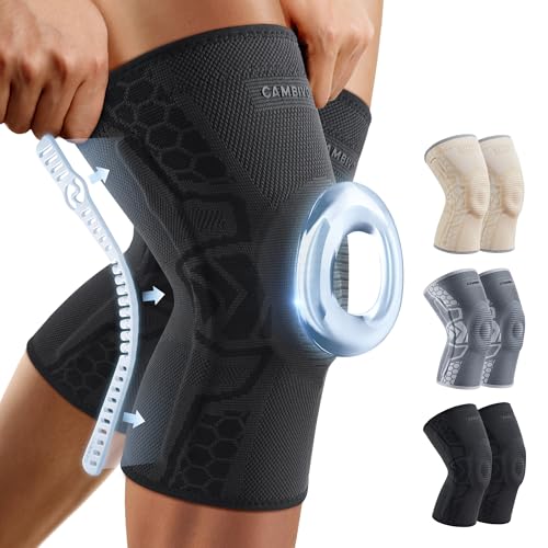CAMBIVO 2-Pack Knee Brace for Men & Women, Compression Sleeve with Gel Pad - color: Black, size: X-large