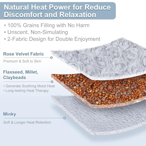 SuzziPad Microwave Heating Pad for Muscle Soreness Fatigue, 7"X12", Rose - color: Rose Grey