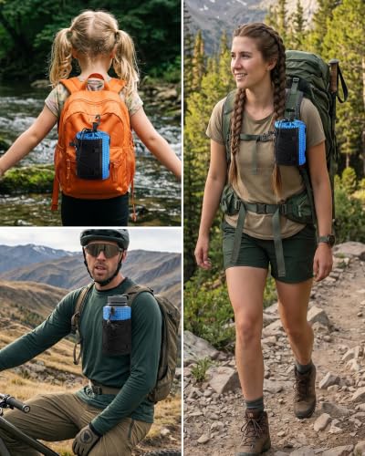 HowFly Backpack Water Bottle Holder for Backpack Straps Bottle Holder Pouch - color: Blue
