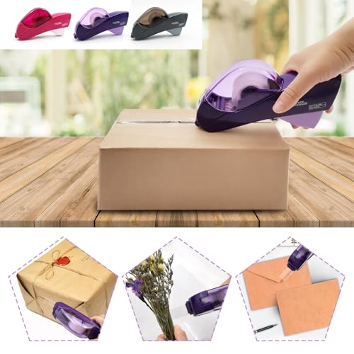Automatic Tape Dispenser for Wrapping Gifts, Handheld Packaging Tape Dispenser Gun with Cutter, Dispensers for Adhesive Tapes-White - color: White