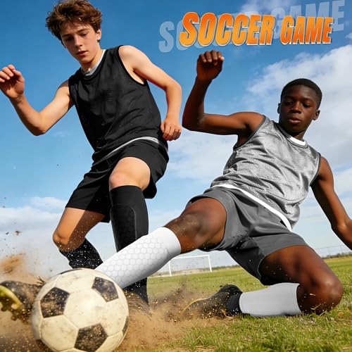 XZQTIVE Soccer Shin Guards Shin Defender for Kids Youth Adult, Ski Shin Guard Calf Compression Sleeve with Honeycomb Shin Pads - color: black, size: X-Large