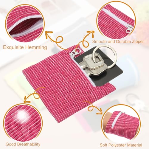 Wrist Wallet Wristband with Zipper,Cotton Wrist Band SweatBands - color: Black