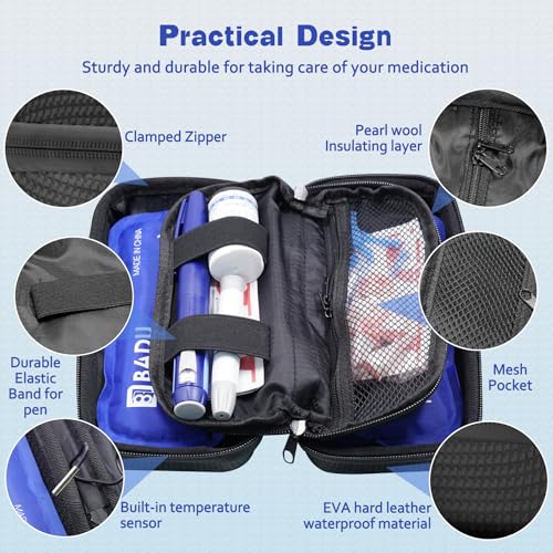 Insulin Cooler Travel Case TSA Approved Diabetic Care Medicine Cooling Bag - color: Purple