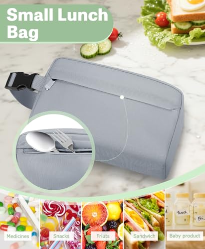 Small Lunch Bag, Freezable Snack Bag for Kids, Mini Lunch Box - color: Gray