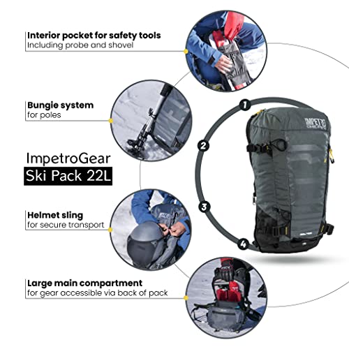Ski Backpack for Men - Lightweight Multi Pocket Snowboard Backpack - Water Resistant Hiking Backpack - 22L Outdoor Backpack for Skiing, Traveling, and Camping - style: Ski Backpack