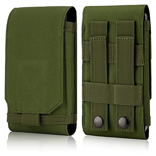 Tactical Molle Phone Holster Pouch, Universal Belt Waist Bag for iPhone 18 Pro Max/17 Pro/17/16 Pro Max/15 Pro Max/14 Pro Max/13, Samsung S26 Ultra/S25/S24, Size L - color: Green(1 Pack)
