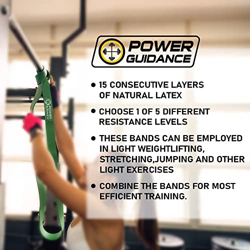 POWER GUIDANCE Pull Up Assist Bands - Stretch Resistance Band - Mobility Band - Powerlifting Bands - by Perfect for Body Stretching, Powerlifting, Resistance Training - color: green