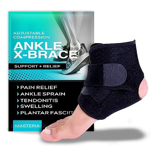 Ankle Brace - Support Wrap for Sprained Ankle, Plantar Fasciitis, Pain relief and support with comfortable adjustable cross Brace Breathable Neoprene Fits Men and Women