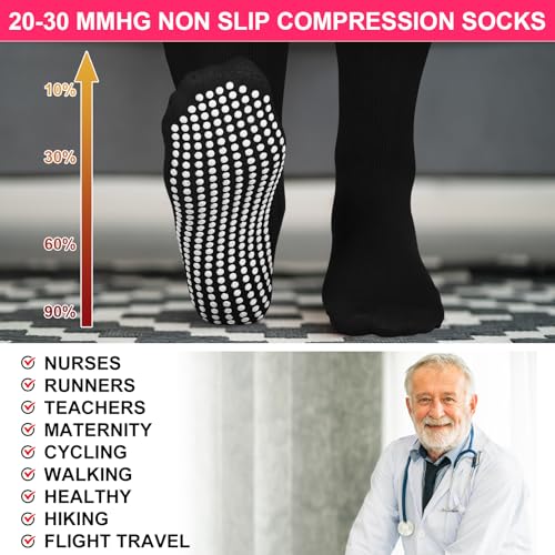 3 Pair Non Slip Compression Socks Women Men - color: Bright Color, style: Minimalist