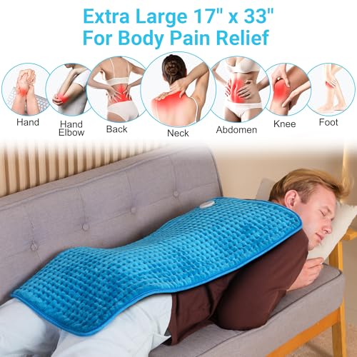 Boileau Electric Heating Pad for Back Relief, Extra Large 17"x33" XXXL - color: Blue