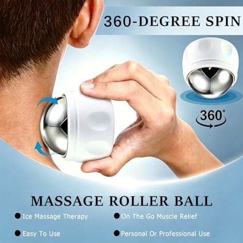 Massage Ice Roller Ball, Roller for Muscles Deep Tissue Cold & Heat Therapy - color: White