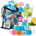 360 Pack Reusable Ice Cubes for Drinks, Frozen BPA Free Refreezable Plastic Ice Cubes Without Diluting, Colorful Ice Packs with Big Storage Bag for Lunch Box, Coolers, Whiskey, Bars, Ice Bath, Camping