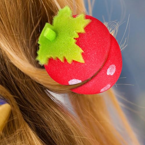 18 pcs Strawberry Sponge Hair Rollers Heatless Curls Overnight Hair Curlers to Sleep in Soft Foam Curlers for Natural Waves Diy Styling Tool