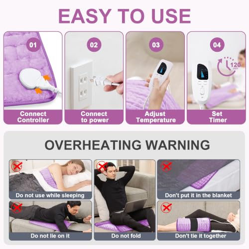 Heating Pad,Electric Heating Pad,Heating Pad for Back (Lavender, 24"x20") - color: Lavender, size: 24x20 Inch