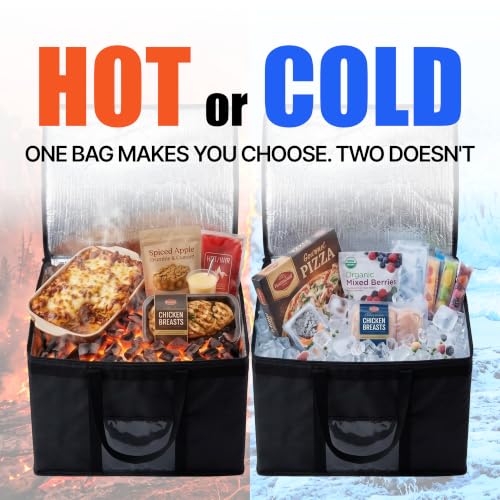 NZ home Insulated Food Delivery Bag, Grocery Cooler & Catering Tote - color: Black, size: Large