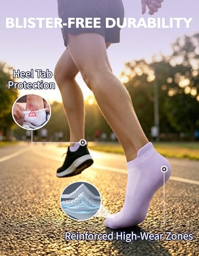 CLOSEMATE Mens Athletic Ankle Socks Cushioned Cotton 7 Pairs - color: 2lightblue2green2purple, size: 5-7