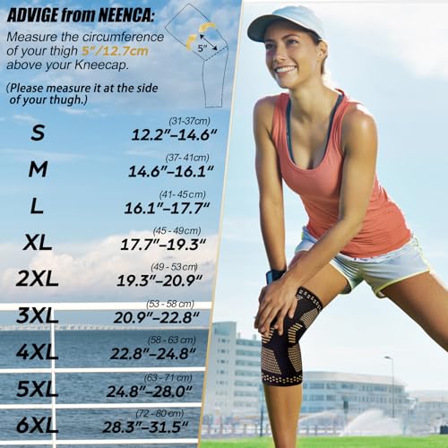 NEENCA Copper Knee Braces for Women Men Pain Relief-2 Pack Knee Sleeves Set - size: XXX-Large