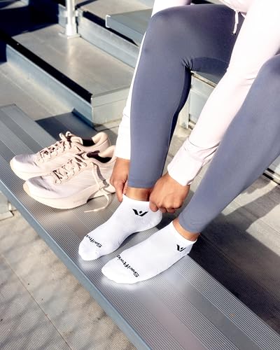 Swiftwick- ASPIRE (3 Pairs) No-Show Running Socks, Cycling Socks, Compression Fit - color: White-circuit, size: Small