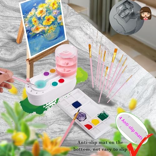 Upgraded Paint Brush Cleaner Tool,Brush Rinser Cup Painting Running Water Circulation Art Supplies for Acrylic,Watercolor and Water Based for Adults Artist Beginners and Kid(Pink) - color: Pink