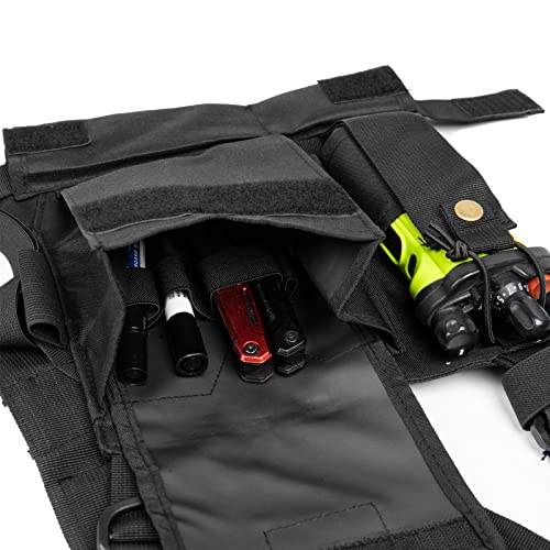 LUITON Radio Chest Harness with Reflective Strips Shoulder Holster Radio Vest Holder Two Way Radio Vest Rig Walkie Talkie Case with Front Pack Pouch for Motorola/Midland/Baofeng/Retevis - color: 22165 Black