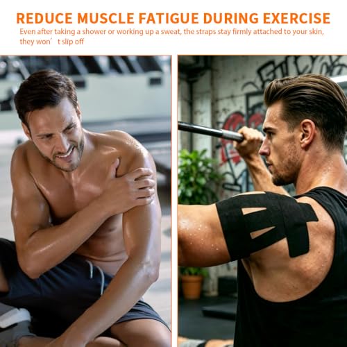 24 Count Kinesiology Tape for Shoulder Precut, Shoulder Tape for Pain Relief, Waterproof Breathable Elastic Shoulder Tape Kinesiology Support for Rotator Cuff, Daily Use and Sports