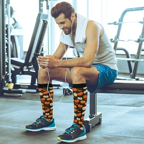 Wusikd Milk Cow Compression Socks for Women and Men Circulation Flowers Long Socks for Athletic Running 2 - color: Bats