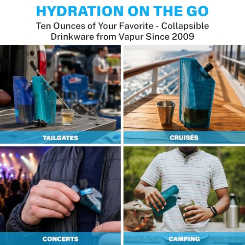 Vapur Portable Flask, Discrete Collapsible Flask With Pour Spout, Enjoy Your Beverage On The Go, Perfect for Tailgates, Cruises, Concerts and Camping, 10 Ounce, Teal, Pack of 1
