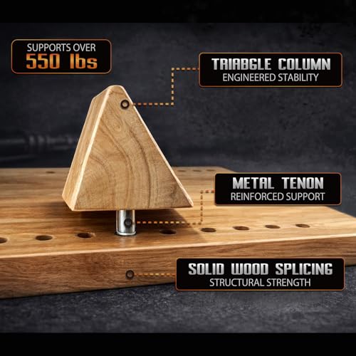 16-Level Adjustable Solid Wood Slant Board – 550 lbs Heavy Duty Incline Board for Calf Stretching, Ankle Mobility & Squats – Wooden Squat Wedge for Weightlifting, Gym & Strength Leg Training