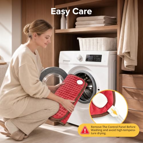 Heating Pad for Back & Cramps, 17" x 33" Extra Large Heating Pads, Red - color: Red