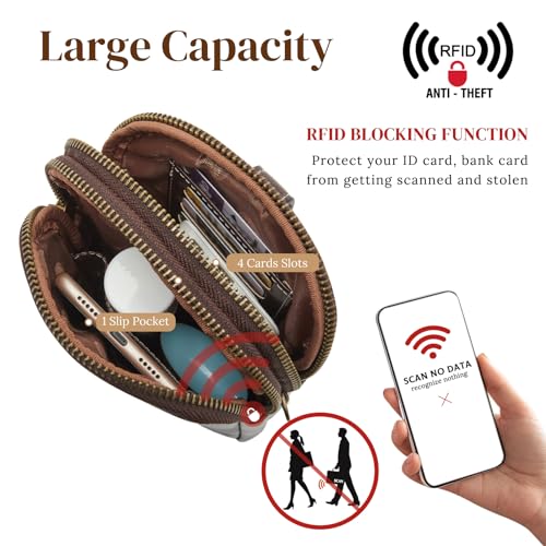 S-ZONE Small Crossbody Bags for Women Trendy RFID Blocking Cell Phone Purse - color: Coffee