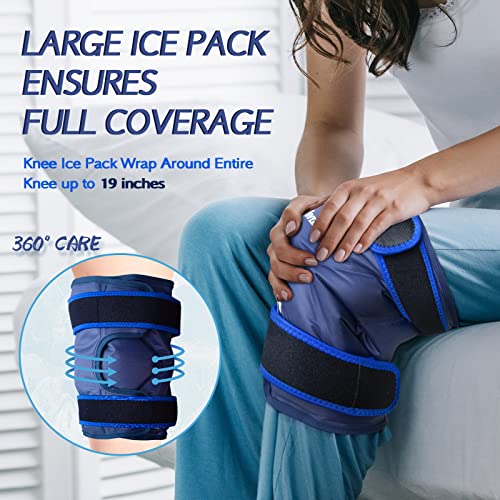 KingPavonini XXL Knee Ice Pack Wrap Around Entire Knee, 2 Packs, Blue - style: Blue