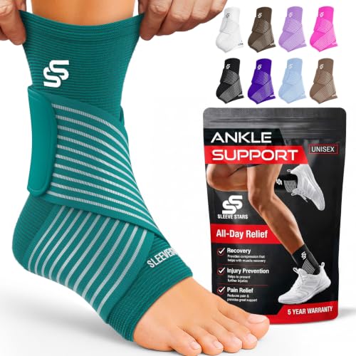 Sleeve Stars Ankle Brace Men & Women Support (Single/M:10"-12"/Turquoise) - color: Turquoise, size: Medium