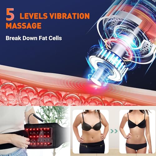 Red Light Therapy Massage Belt, Vibrating Infrared Light Wrap Pad for Body - color: Black
