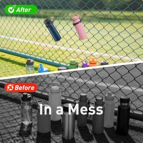 Water Bottle Carrier Hook Clip with Carabiner, 2 Pack Silicone Bottle Holder Fits 3.15-3.94 Inch Bottle Necks, Portable Hanging Hook for Outdoor Hiking Camping Travel