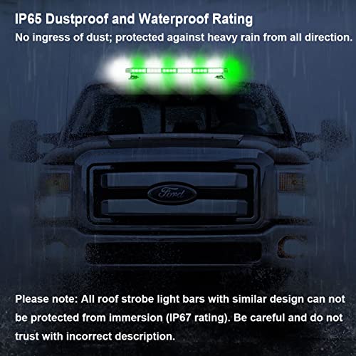 WOWTOU Roof Safety Flashing 56 LED Green White Emergency Strobe Light Bar - color: Green / White