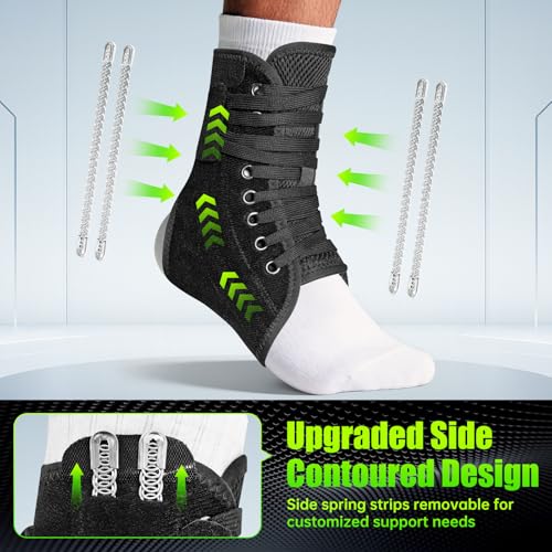 Quick Lace Up Ankle Brace with Stabilizing Pads for Men & Women(L) - size: Large
